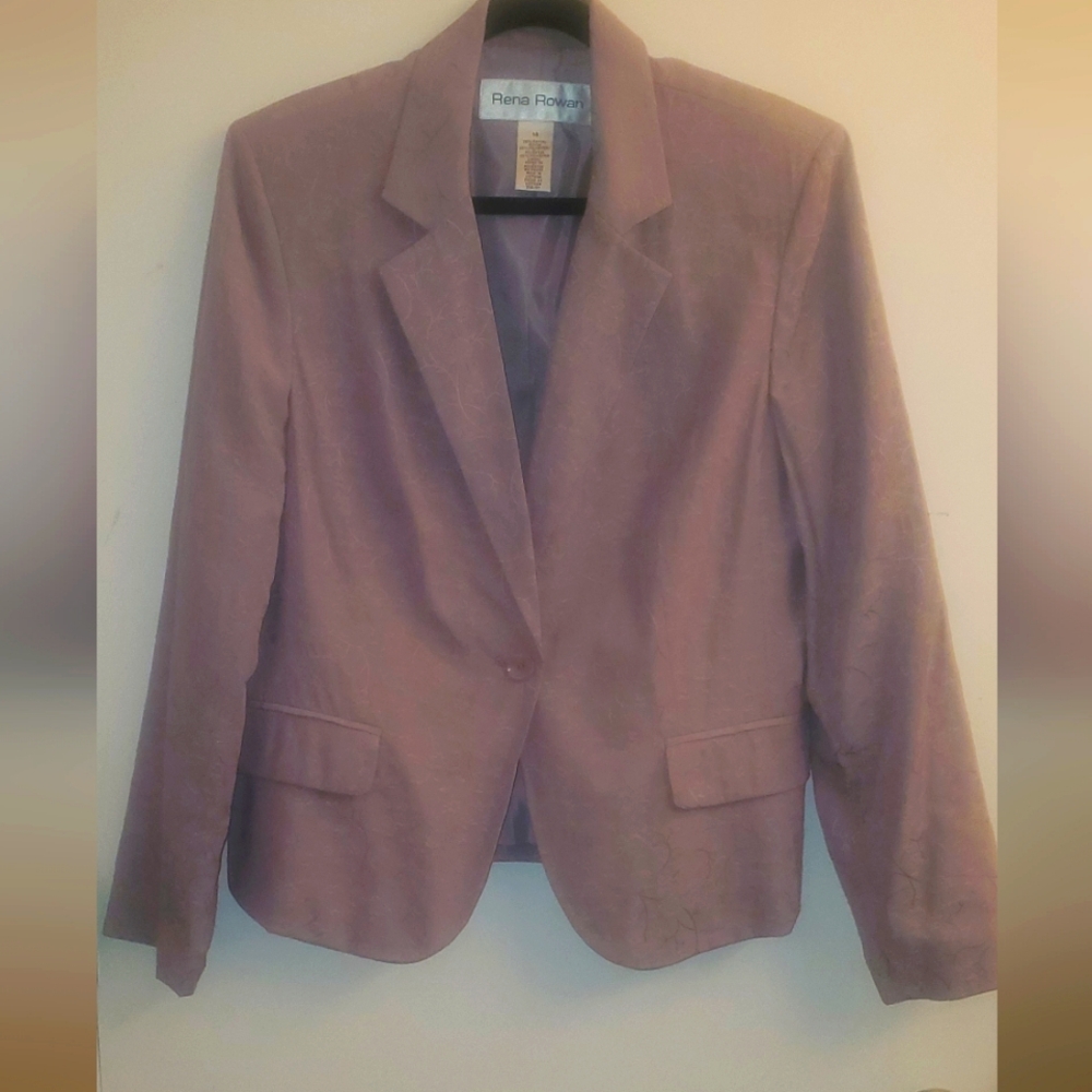 Rena Rowan lilac brocade skirt suit, sz 14